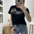 Тениска Леопардово Цвете Черна