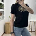 Тениска Леопардово Цвете Черна