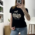 Тениска Златни Черешки с Пайети Черно