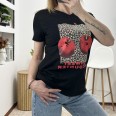 Тениска Черешки и Леопардови Пайети Черно