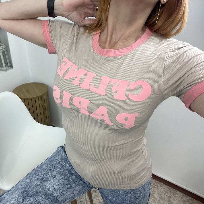Тениска CELINE Бежово