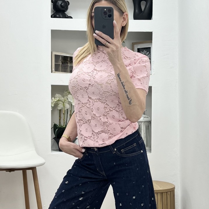 Тениска Дантела Розово