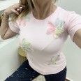 Тениска Цветя Дъга Розово