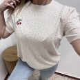 Блузка Черешки Камъни Бежово