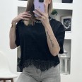 Тениска Дантела и Колие Черна