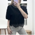 Тениска Дантела и Колие Черна