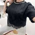 Тениска Дантела и Колие Черна