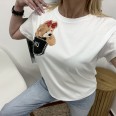 Тениска Мече Джоб Камъни Бяло