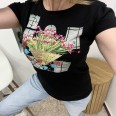 Тениска Икебана Бродерия Черно