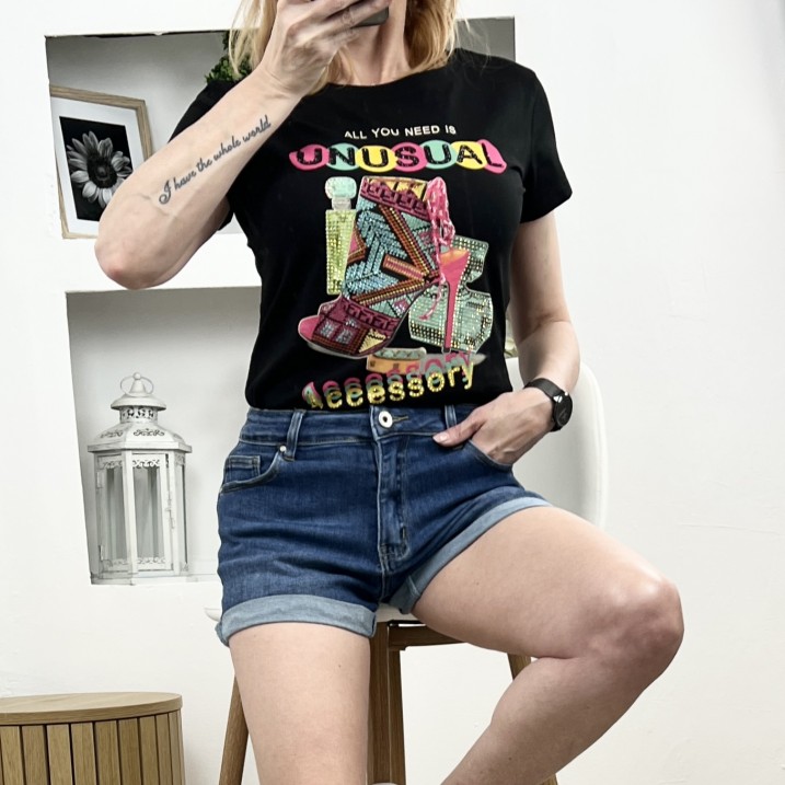 Тениска Fashion Аксесоари Черна