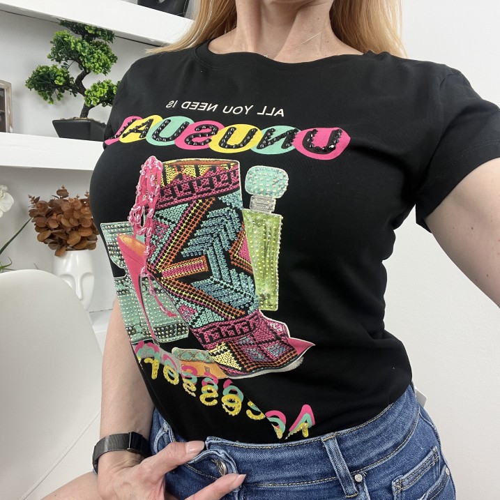 Тениска Fashion Аксесоари Черна