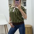Блуза Яка Райе Зелено