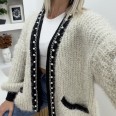 Жилетка Ангора  Перли и Блясък Бежово/Злато