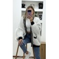 Жилетка Ангора  Перли и Блясък Бяло/Сребро