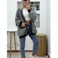 Жилетка Ангора  Перли и Блясък Черно/Сребро
