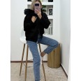Жилетка Кашмир Качулка и Косъм Черно