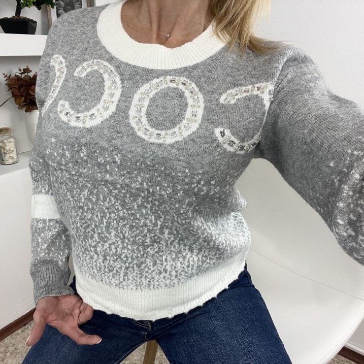 Блуза COCO Камъни Сиво