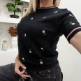Блуза Розови Цветчета Черно