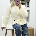 Жилетка Плетиво с Колан Крем
